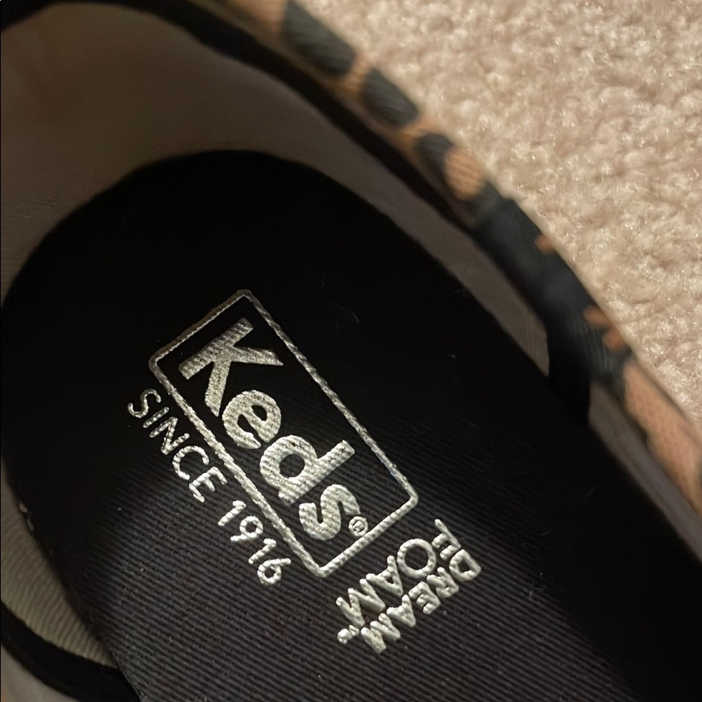 Keds Leopard Print Slip-On Sneakers Brown Black - Picture 2 of 5